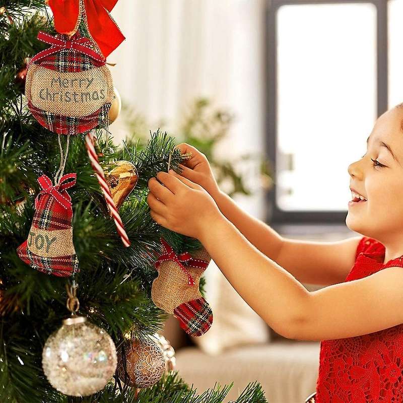 16pcs Burlap Christmas Hanging Decoration for Xmas Decoration
