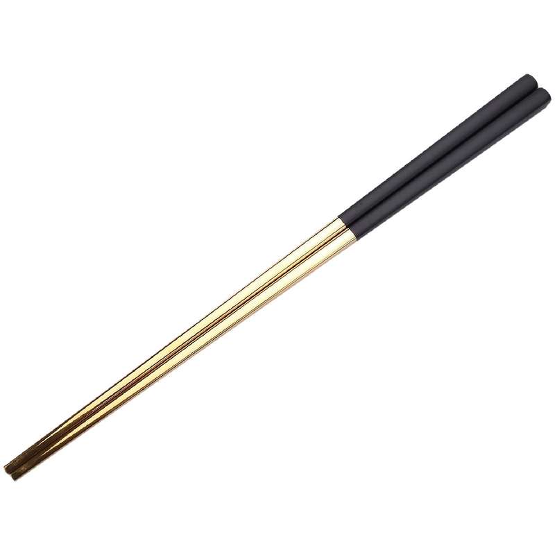 10 Pairs Chopsticks Stainless Steel Chinese Gold Black Chop Sticks