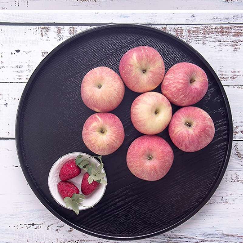 Round Solid Wooden Tea Table Tray Snack Food Chinese Tea Tray Black