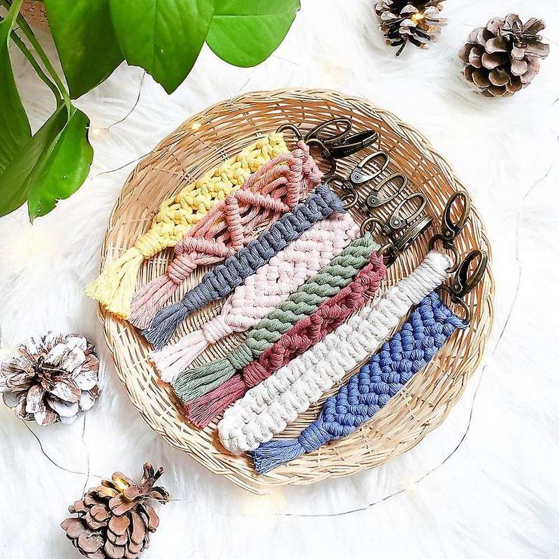 10 Pieces Mini Macrame Keychains Accessory for Car Key Purse Supplies