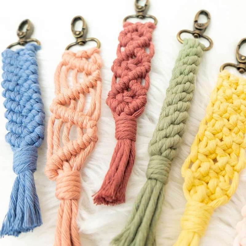 10 Pieces Mini Macrame Keychains Accessory for Car Key Purse Supplies