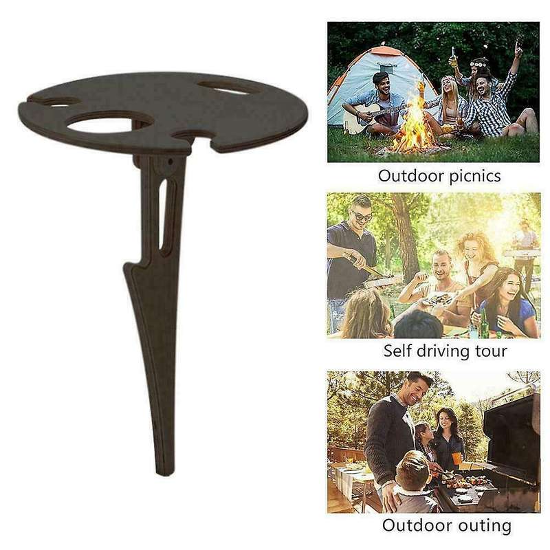 Outdoor Wine Table Portable Picnic Table Wine Glass Rack Black