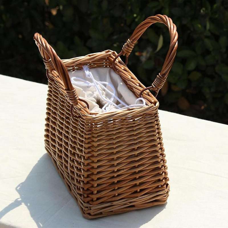 Rattan Woven Bag Retro Style Bag Handbag Beach Bag Storage Basket