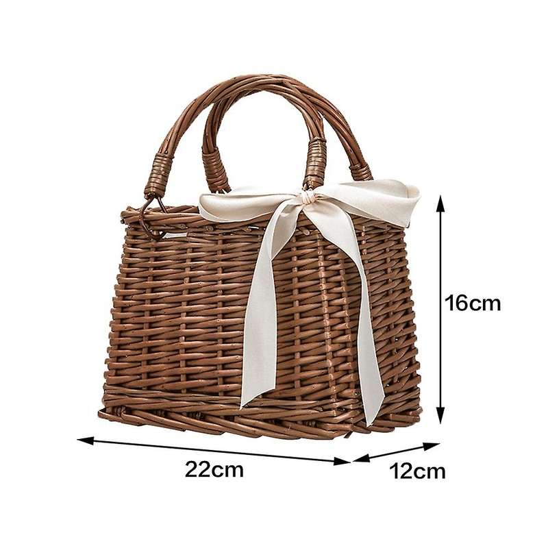 Rattan Woven Bag Retro Style Bag Handbag Beach Bag Storage Basket