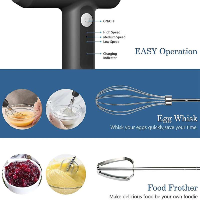 Hand Mixer Electric Wireless,usb Rechargeable,for Baking,for Egg