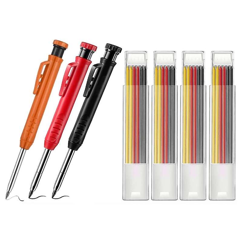 Solid Carpenter Pencil Set Woodworking Pencil Refill Marking Tool