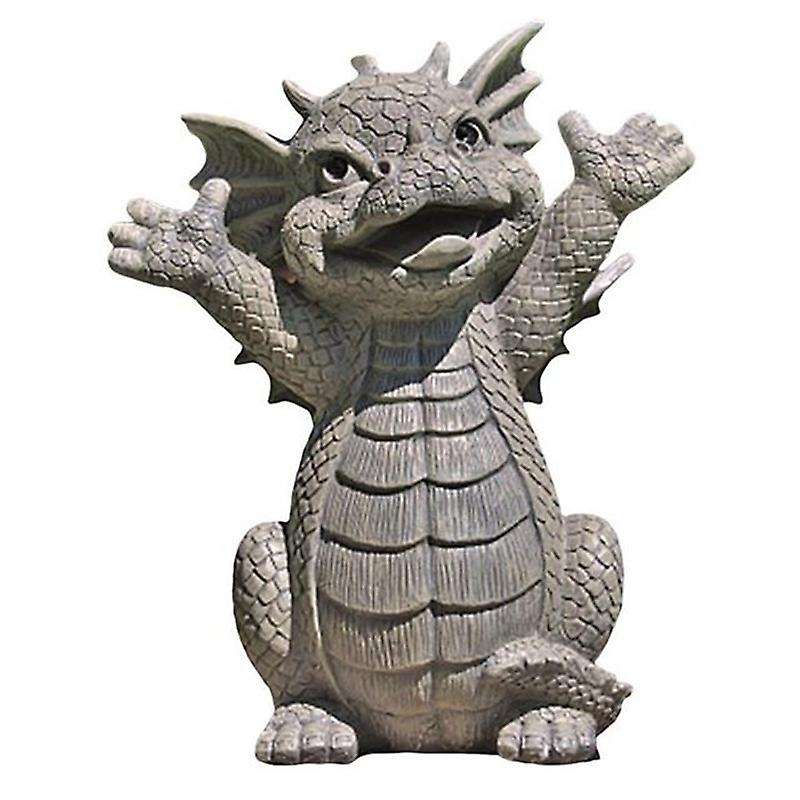 Garden Dragon Meditated Statue Collecting 18cm Resin Ornament-c