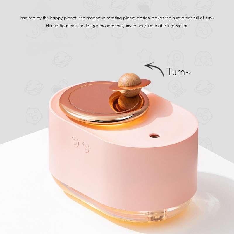 300ml Rotating Planet Humidifier Car Mute Humidification Usb Pink