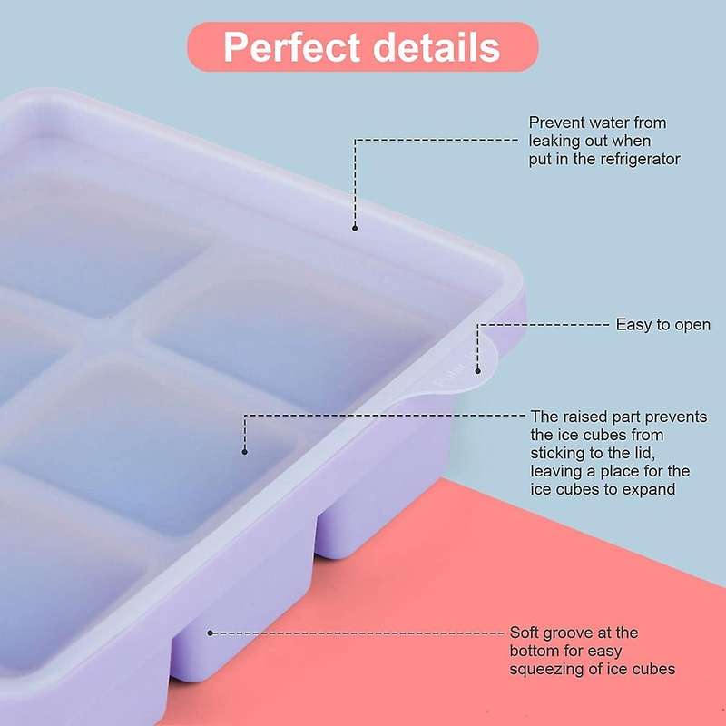 Ice Cube Tray with Lid,3 Packs 18 Cubes,silicone Large Ice Cube Molds