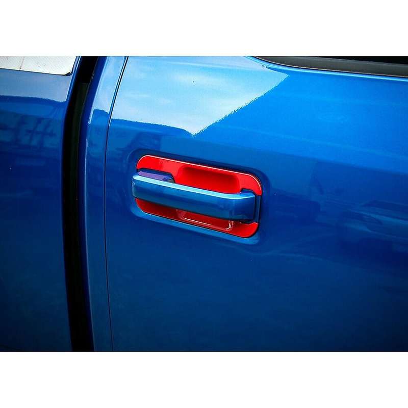 4pcs Exterior Door Handle Bowl Trim Cover Decor for Ford F-150 Red
