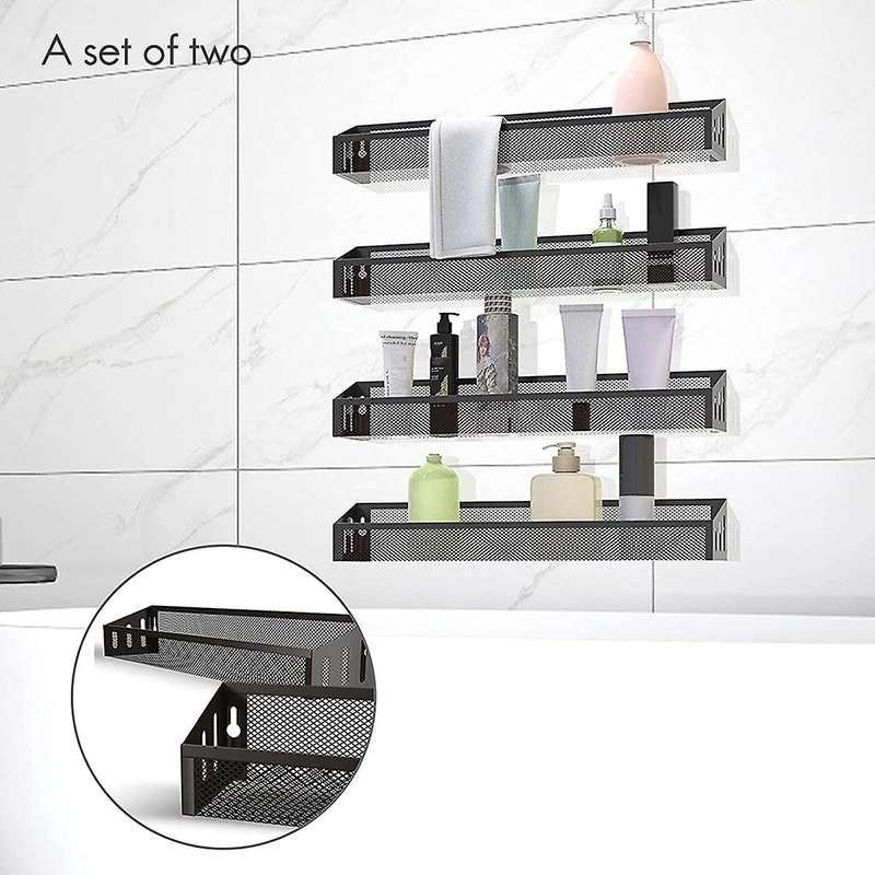 2 Pack Kitchen Counter-top Or Wall Mount Spice Rack, Black