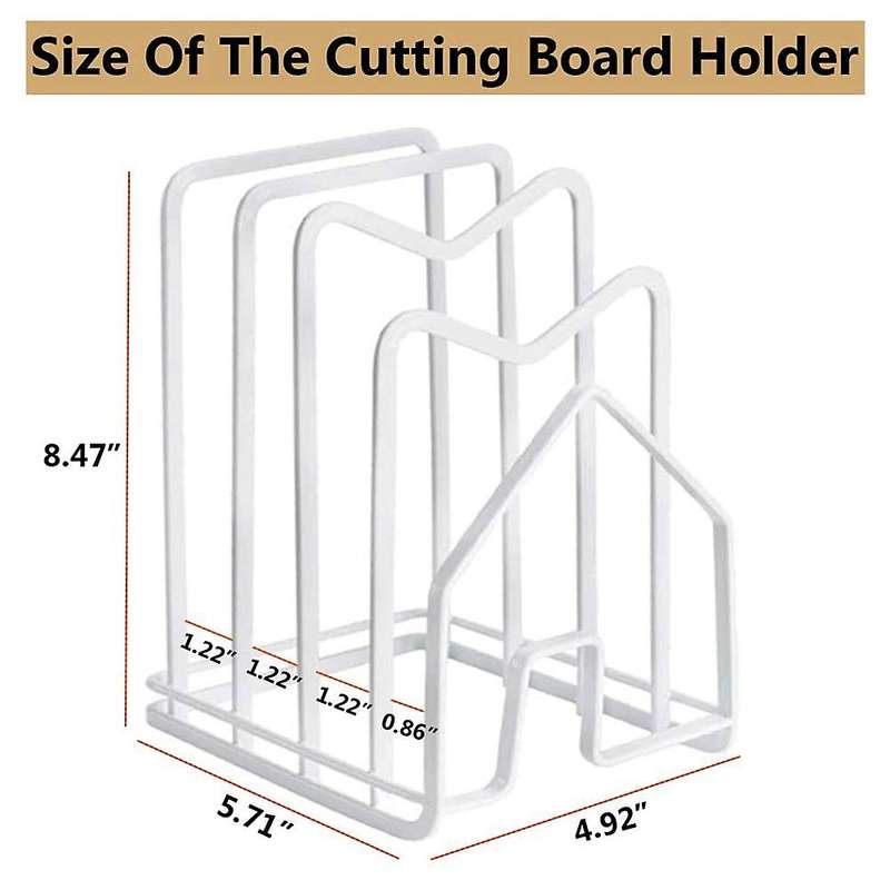 Cutting Board Holder Organizer Pot Pan Lid Rack Chopping Board-white