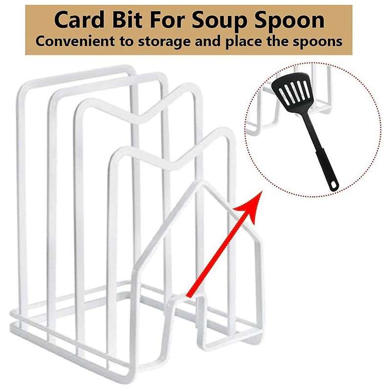 Cutting Board Holder Organizer Pot Pan Lid Rack Chopping Board-white