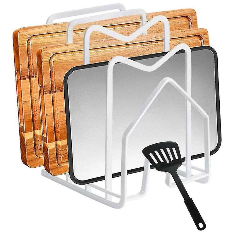 Cutting Board Holder Organizer Pot Pan Lid Rack Chopping Board-white