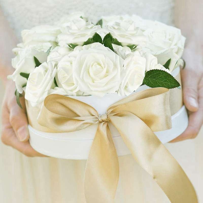 Artificial Rose Flowers, Beige Roses Real Touch Foam Fake Rose Bulk