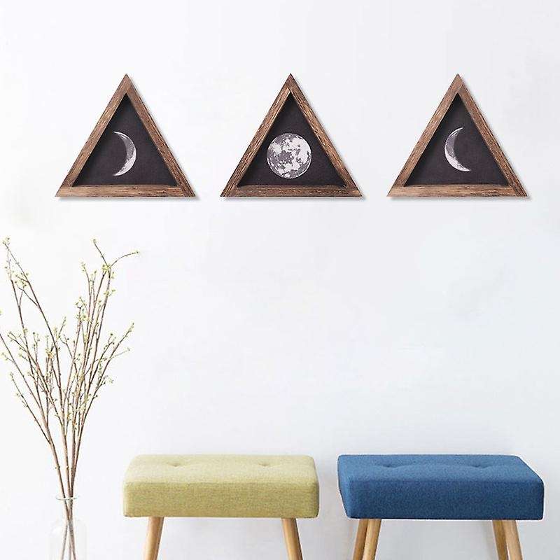 3 Pack Rustic Wall Moon Phases Wooden Wall Pediments for Living Room
