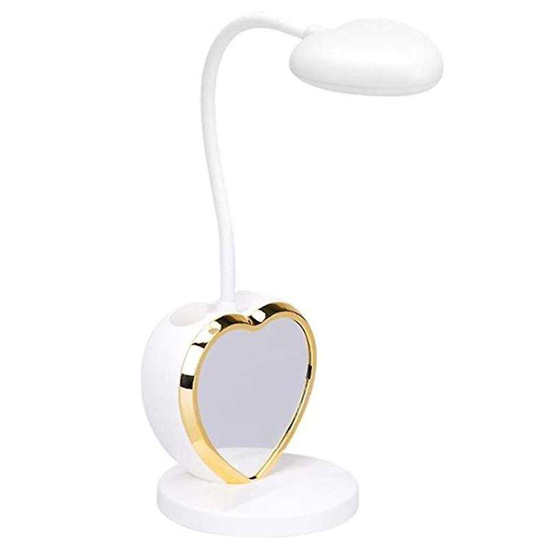 Led Desk Lamp for Girls,with Usb Charging Port & Pen Holder, White