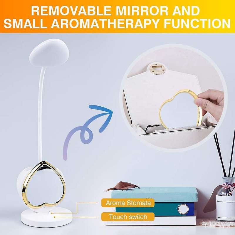 Led Desk Lamp for Girls,with Usb Charging Port & Pen Holder, White