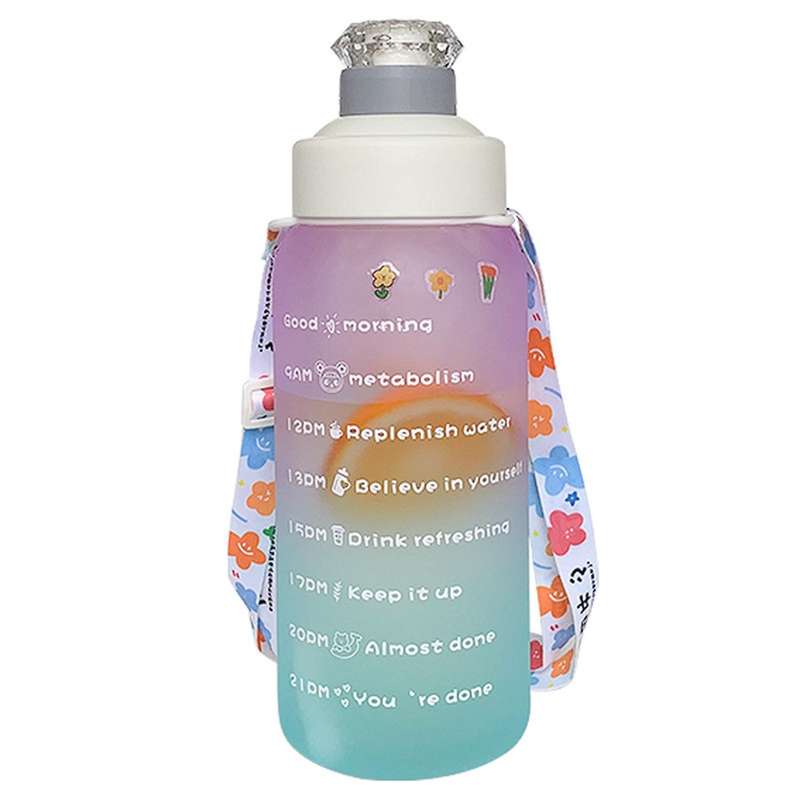 1800ml Outdoor Water Bottle with Straw Sports Bottles -white