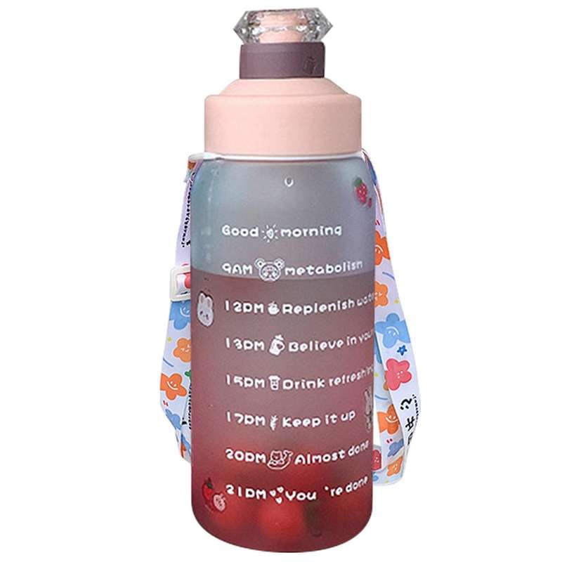 1800ml Outdoor Water Bottle with Straw Sports Bottles -pink