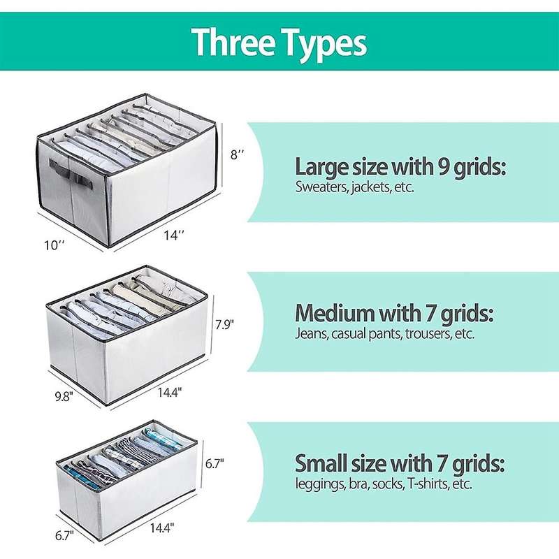 Wardrobe Clothes Organizer 3pcs Thickened for Storing T-shirts Jeans