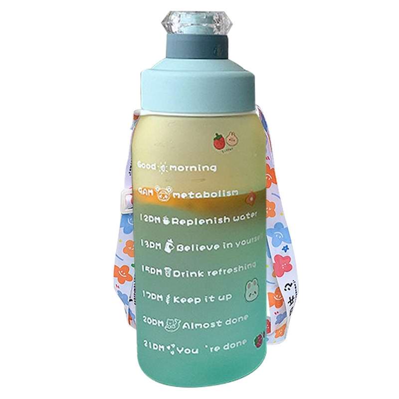 1800ml Outdoor Water Bottle with Straw Sports Bottles -light Blue