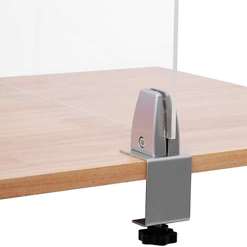 2 Pcs Office Desk Divider Clamp Privacy Screen Clip Holder -silver