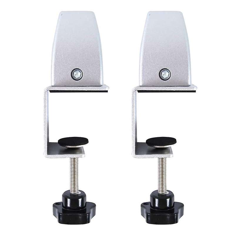 2 Pcs Office Desk Divider Clamp Privacy Screen Clip Holder -silver