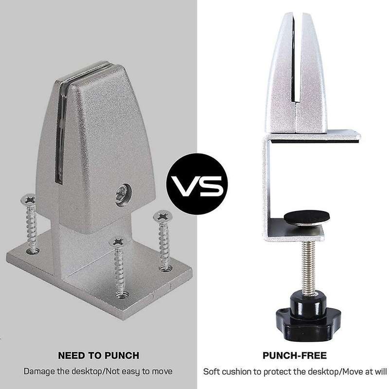 2 Pcs Office Desk Divider Clamp Privacy Screen Clip Holder -silver
