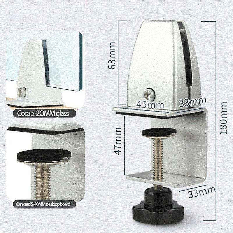 2 Pcs Office Desk Divider Clamp Privacy Screen Clip Holder -silver