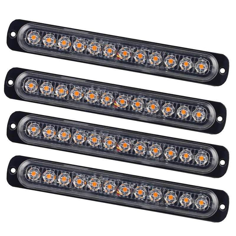 4pcs 12 Led Strobe Emergency Flashing Light 12v 24v Stroboscopes Drl