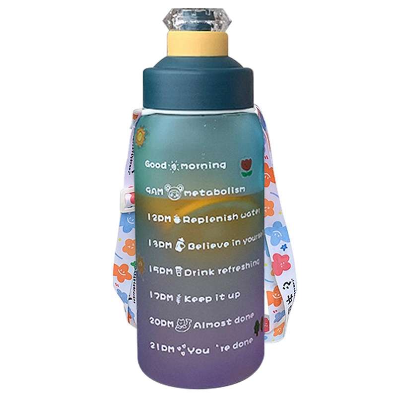 1800ml Outdoor Water Bottle with Straw Sports Bottles -dark Blue