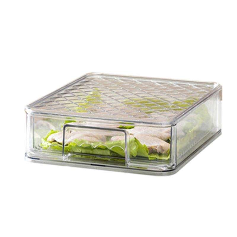 Refrigerator Food Storage Containers Cutout Handle Clear Pantry