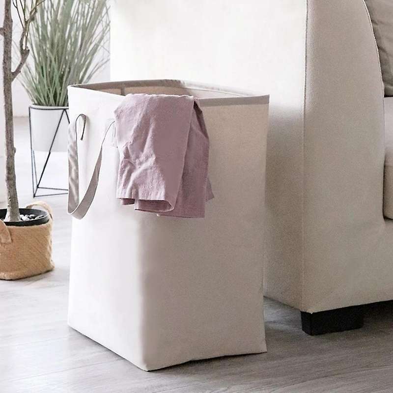 Contracted Style Japan Style Canvas Folding Laundry Basket-white