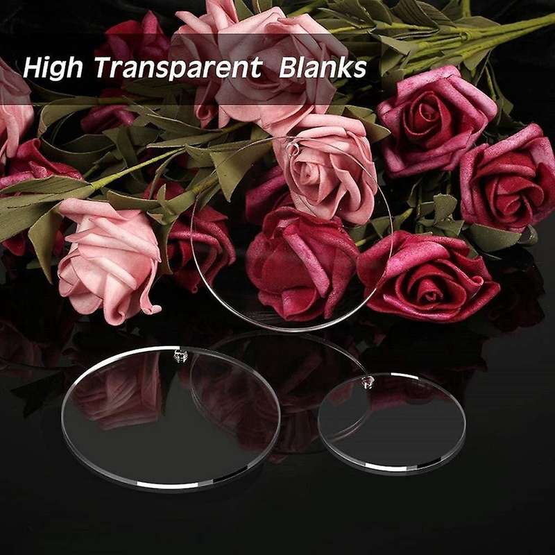 74pcs Acrylic Transparent Circle Discs,with Tassel Pendant