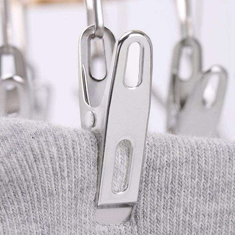 28 Clips Aluminum Alloy Clip & Drip Hanger,laundry Drying Rack Silver