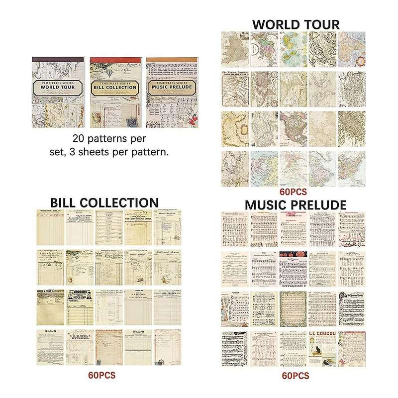 360 Sheets Vintage Scrapbook Paper Diy Journaling Decorative Paper