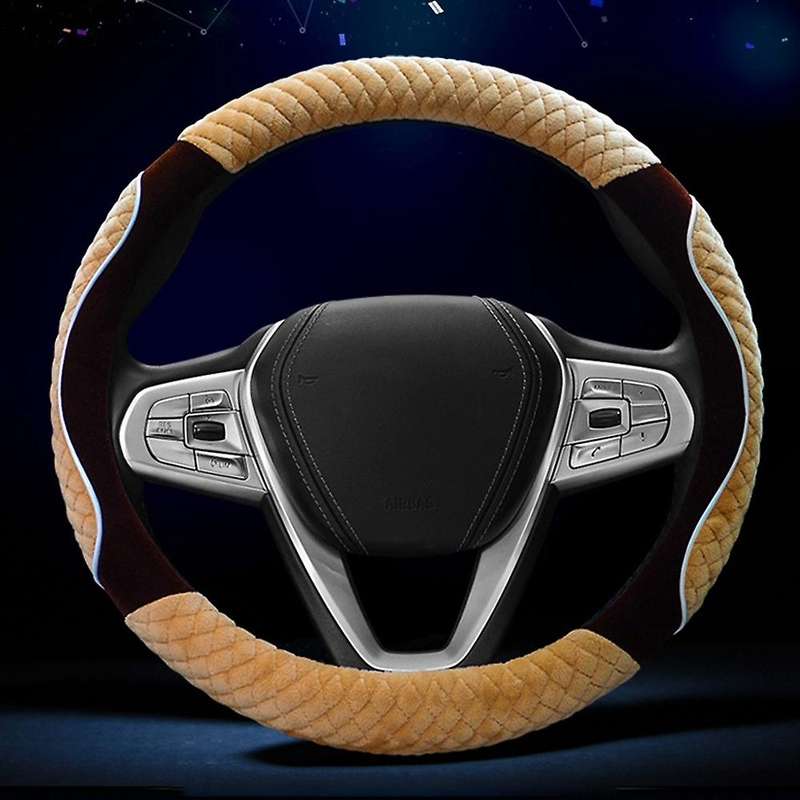 Universal 15 Inch Plush Car Steering Wheel Cover Non-slip Cover 1
