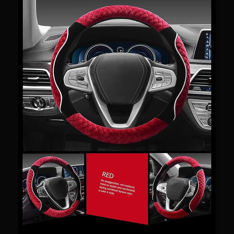 Universal 15 Inch Plush Car Steering Wheel Cover Non-slip Cover 1