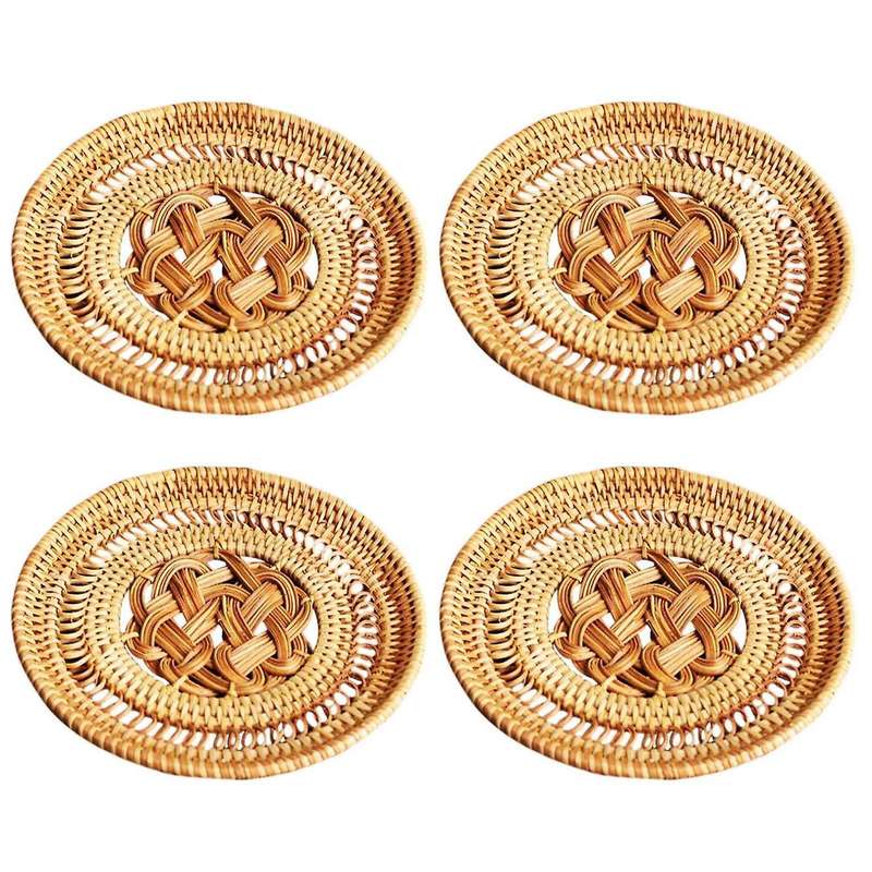 Rattan Coasters for Hot Dishes Pot Holder for Table Heat Resistant