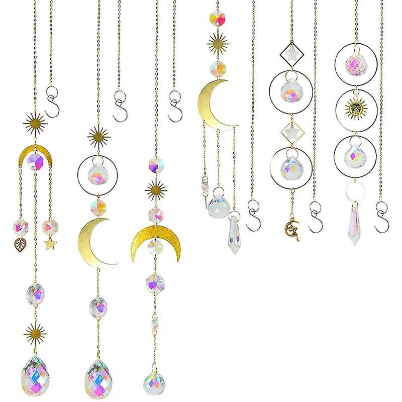 Crystal Suncatcher Rainbow Maker Hanging Prism Ornament Pendant 6pack