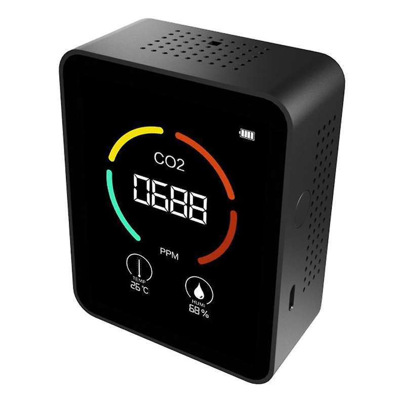Air Quality Monitor Carbon Dioxide Meter Digital Co2 Detector Black