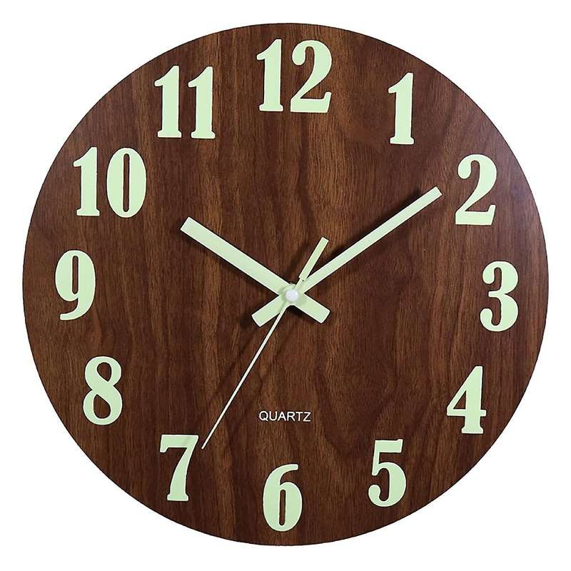 Luminous Wall Clock,12 Inch Wooden for Indoor/outdoor Living Room