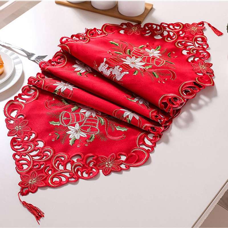 Embroidered Floral Topper for Home Dining Xmas Table Top Decoration
