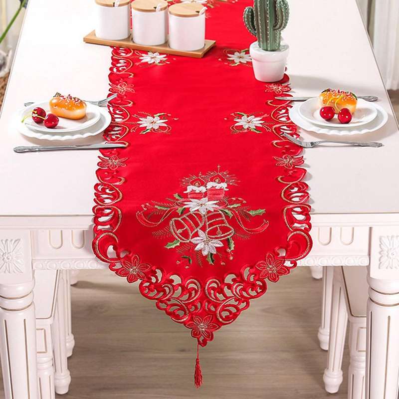 Embroidered Floral Topper for Home Dining Xmas Table Top Decoration