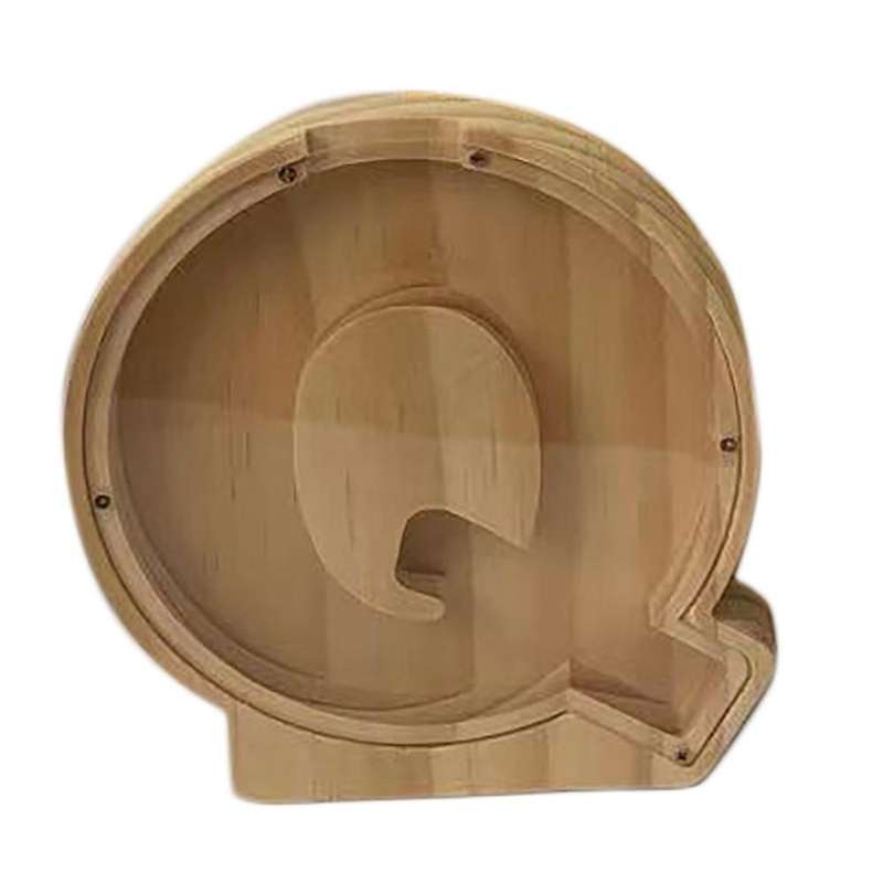 Wooden Piggy Bank Personalized Letters Coin Bank Wooden Money Box - Q