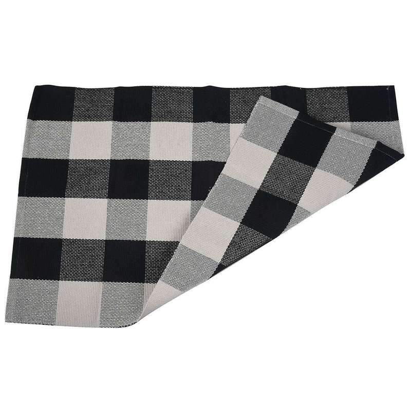 Cotton 23.6 Inchx35.4 Inch Plaid Doormat(black and White Porch Rugs)
