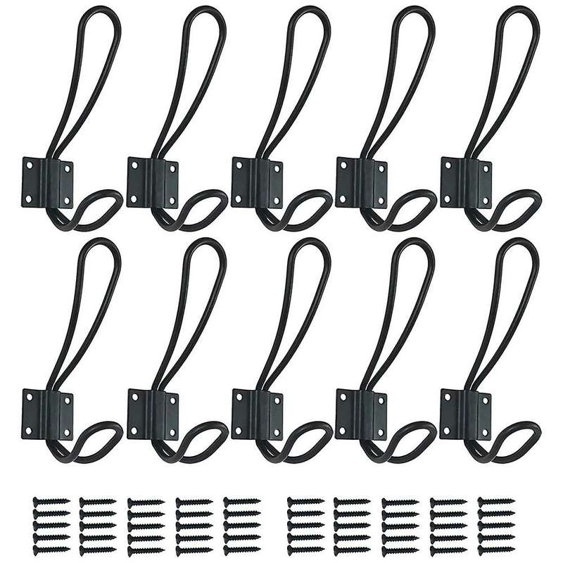 10 Pieces Of Country Entrance Hook Wall Hanging Black with 40 Screws