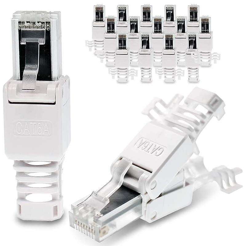 16 Pieces Network Connectors, Tool-free Cat6a Rj45 Lan Utp Cable