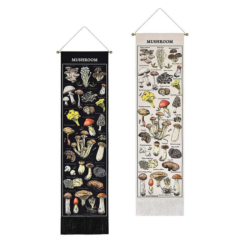 2pcs Mushroom Tapestry Black & White Background Tapestry